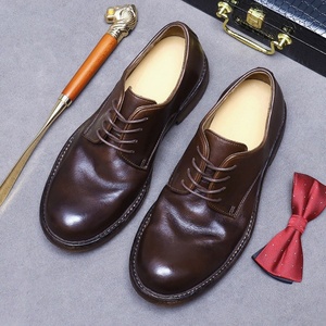 Chaussures en cuir de luxe pour hommes, à lacets, semelles en cuir véritable, fabrication artisanale, couture Goodyear, dessus en cuir de vachette, style Derby anglais - Product Image 6