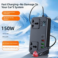 Nouveau produit transfrontalier 2026 – Onduleur de voiture multifonction 150W avec chargeur rapide PD de type prise téléphonique, modèle C15 ABS
