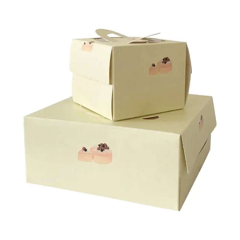 Kotak kemasan kue lipat dengan pegangan dapat dilipat kotak kardus pembawa kue besar portabel dengan kotak kue khusus ramah lingkungan
