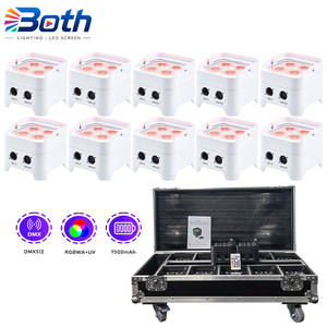 ไฟพาร์ LED ขนาดเล็กแบบชาร์จได้ 4x18W RGBWA+UV 6-in-1 ไร้สาย สำหรับงานดีเจและงานแต่งงาน - Product Image 1