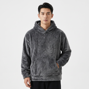 Sweat à capuche unisexe en polaire douce et moelleuse 100 % polyester de haute qualité, coupe oversize à épaules tombantes, idéal pour l'hiver, pour homme, ODM - Product Image 4