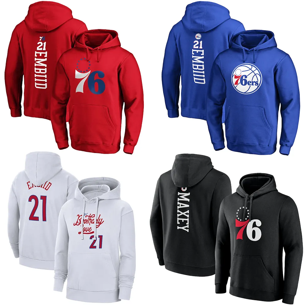 Penjualan terlaris Hoodie pria Amerika pakaian basket tim terlaris kaus 76 2023/24 edisi kota klub esensial Pullover Hoodie