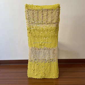 Fundas <span class=keywords><strong>de</strong></span> silla con medio respaldo <span class=keywords><strong>de</strong></span> lentejuelas amarillas y marfil <span class=keywords><strong>de</strong></span> 9mm para eventos - Product Image 1