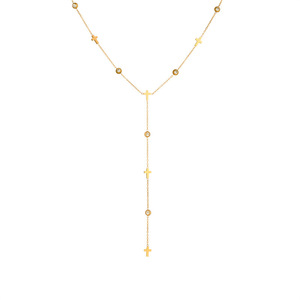 Gold Plated Stainless Steel Flower Heart Y Shape Necklace For Women Gift Jewelry - Product Image 5