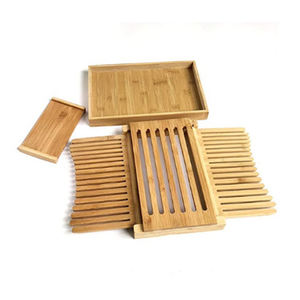 Planche à découper pliable et compacte en bambou réglable avec <span class=keywords><strong>plateau</strong></span> à miettes pour guide <span class=keywords><strong>de</strong></span> coupe <span class=keywords><strong>de</strong></span> <span class=keywords><strong>fromage</strong></span> en bois - Product Image 6