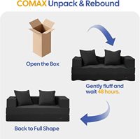 Canapé-lit futon 4-en-1 convertible modulaire extensible pliable sans armature sans accoudoirs pour salon petit canapé pliant capitonné au sol
