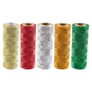 Nhà Máy Cung Cấp Trực Tiếp Baker Dây Vàng Màu Kim Loại Long Lanh Bakers <span class=keywords><strong>Twine</strong></span> Cho Hàng Thủ Công Giáng Sinh Món Quà Tự Làm Đóng Gói Trang Trí - Product Image 6