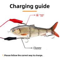 Leurre électronique rechargeable automoteur de pêche à LED appâts de natation en plastique dur ABS à quatre sections