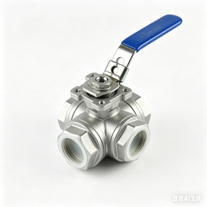 Vanne à boisseau sphérique à trois voies COVNA DN15 T Port PN64 haute pression, filetage NPT, acier inoxydable 304, commande à levier, filetage 1/2, UPVC/laiton/inox - Product Image 4