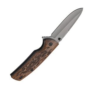 Coltello tascabile tattico pieghevole rivestito in titanio all'ingrosso con manico in Wenge Grey campeggio coltello di sopravvivenza OEM personalizzabile - Product Image 3