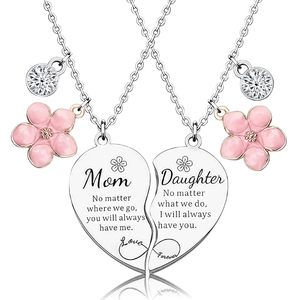 Collier en acier inoxydable avec puzzle en forme de cœur, collier personnalisé gravé avec une fleur infinie rose, bijoux pour femmes, cadeau - Product Image 5