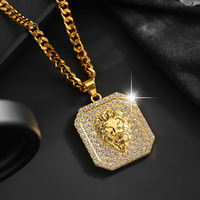Collier pendentif Hip Hop en Zircon Cubique plaqué or 18 carats, acier inoxydable 316L, bijoux streetwear pour rappeur, chaîne maille cubaine