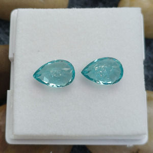 Gemas sueltas de Paraiba cultivadas en laboratorio, en forma de pera, con corte triturado, para la fabricación de joyas. - Product Image 6