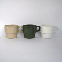 Vente en gros de tasse à thé au lait de bureau en porcelaine de style Ins coréen de 9oz tasse à café en céramique empilable imprimée de logo personnalisé pour cadeau