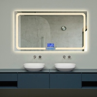 Miroir mural lumineux rectangulaire personnalisé avec LED pour salon de coiffure d'hôtel, salle de bain, douche, miroir intelligent avec lumière LED, interrupteur à capteur tactile