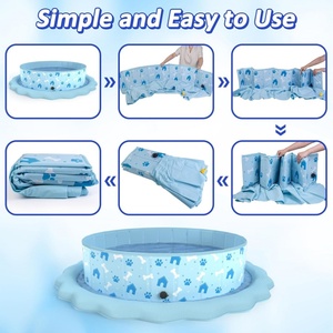สระว่ายน้ำเป่าลม PVC สำหรับสัตว์เลี้ยง พร้อมแผ่นสปริงเกอร์น้ำกระเซ็น ขนาด 190*30 ซม. สีฟ้า สำหรับสัตว์เลี้ยง สนุกสนานในน้ำในสวนหลังบ้านช่วงฤดูร้อน - Product Image 5