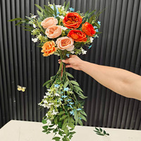 K Farm Bruiloft Gebroken Boog Bloemstuk Stofblauw Rustieke Stijl Kunstmatige Bloemstukken Hoornboog voor Bruiloft Achtergronddecoratie