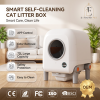 Bac à litière pour chat automatique, facile à nettoyer, avec couvercle fermé, intelligent, grande capacité 72L, contrôle par application, éliminateur d'odeurs, multi-chats, OEM