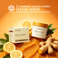 Gommage au Curcuma, Citron et Miel, Gommage Exfoliant Naturel, Éclaircit la Peau Terne, Atténue les Marques d'Acné, Nettoyage en Profondeur, Hydratant, Gommage pour le Corps et le Visage