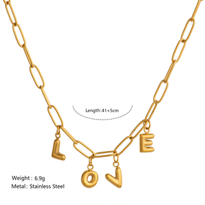 N & S Bijoux tendance en acier inoxydable plaqué or 18 carats pour femme Porte-clés géométrique grec Pendentif d'amour Collier ras du cou à la mode - Product Image 6