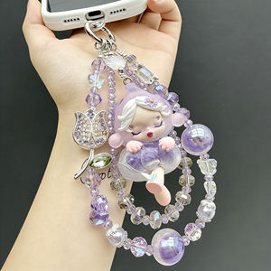 Chaîne de téléphone en <span class=keywords><strong>perles</strong></span> de rose sertie de diamants de luxe, pendentif de poupée, porte-clés, ornement - Product Image 6