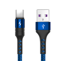 Kabel kepang nilon 3ft 6 kaki 10 kaki 5A tipe C, kabel Data Usb cepat isi daya Cepat USB Tipe C kabel pengisi daya UCB24 terlaris