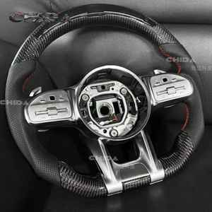 Convient pour <span class=keywords><strong>Mercedes</strong></span> Benz Volant en fibre de carbone personnalisé avec LED B C E S G-Class W213W204E200E300E320E350E43E63E53E500 S300 - Product Image 1