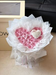 Coffret Cadeau Bouquet de Roses Éternelles ECG Cœur 26 pièces – Fleur Éternelle pour la Saint-Valentin, Cadeau de Déclaration pour Petite Amie - Product Image 2