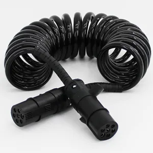 Heavy-duty 24V 7-pole Electrical Spiral Coils Trailer Turn Light ABS / EBS Power Cable With Spring Protector