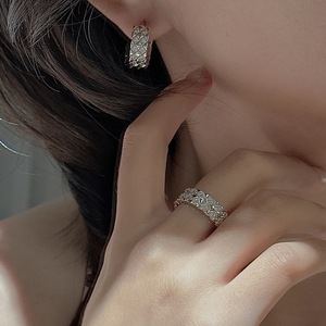 Bague géométrique en argent pur S925 avec diamant vintage léger, ouverture en or rose et incrustation plaquée rhodium, bijoux - Product Image 3