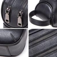 Trousse de toilette en cuir pour hommes Trousse de rasage Sacs avec poches Beaucoup d'espace Pochette de voyage Dopp Kit Fashion Big Zipper Travel Bag