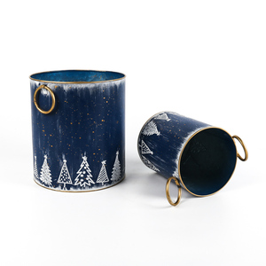 Secchio di stoccaggio dello spuntino del barattolo di immagazzinaggio dell'albero di natale del metallo della decorazione di stile nordico con l'imballaggio del contenitore della maniglia/confezione regalo - Product Image 6