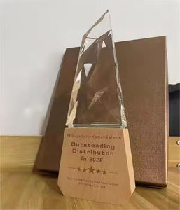 Trofeo de placa de premios de cristal en blanco grabado diseño personalizado con base negra - Product Image 6