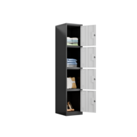 Casier métallique noir et blanc à quatre compartiments, armoire de rangement en acier pour personnel, idéal pour salle de sport, usine, dortoir