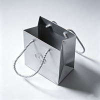 Coffret cadeau rigide de luxe pour collier et bague, imprimé sur mesure et réutilisable |   Sac en papier argenté écologique avec poignée en ruban