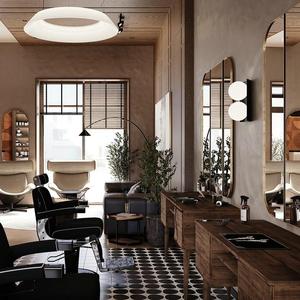 Muebles de Barbería de Diseño Moderno y Lujoso Personalizados con Iluminación LED 3D, Vitrinas <span class=keywords><strong>Vintage</strong></span> para Peluquería con Iluminación - Product Image 4