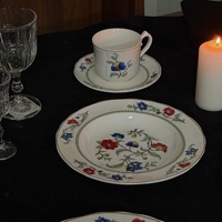 Ensemble d'assiettes à dîner imprimées de motifs floraux chinois vintage, ensemble d'assiettes en céramique rétro pour la décoration de table de mariage