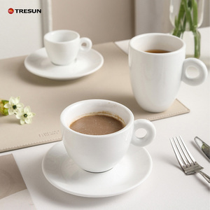 Tasse à expresso en porcelaine blanche avec logo personnalisé, tasse à latte, cappuccino, americano, tasse et soucoupe en céramique - Product Image 6