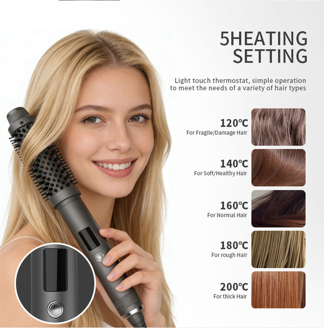Cordless Electric Heated Straightening Bristle LCD Temperature Display Plasma Ion Technology 5 Temperature Household