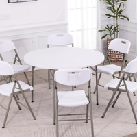 Table pliante ronde multifonctionnelle de 4 pieds (120 cm) Bjflamingo, table ronde pliante de 4 pieds pour banquet
