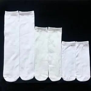 Kaus Kaki Perempuan Putih Polos Sublimasi Poliester Cetak Kustom Grosir untuk Hadiah Siswa
