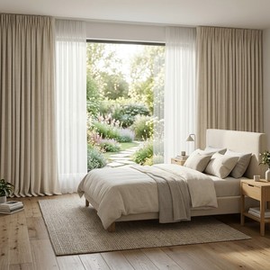 Tissu d'ameublement en lin 100% lin, motif floral tissé, maille très légère, filtrant la lumière, respirant, moderne et minimaliste pour - Product Image 5