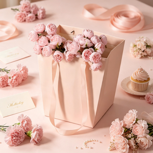 Bolsa de Papel Elegante y Duradera para Ramos Florales, Diseño Impreso en Flexografía, Forma Trapezoidal, con Cinta, para Bodas y San Valentín de Lujo - Product Image 5
