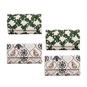 Pochettes brodées pour femmes, motif géométrique, sacs de soirée en textile, fermeture élégante, toutes saisons - Product Image 1