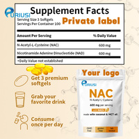 OEM ODM NAC NAD + Capsules molles d'huile de noix de coco N-acétyl cystéine Supplément de qualité alimentaire Capsules molles NAC