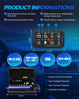 Panneau de commande auxiliaire LED RGB 8 voies, multifonction, télécommande par application, boîte de relais universelle 12V 24V pour voiture tout-terrain, camion