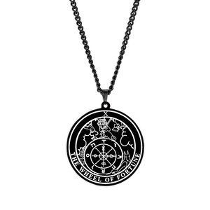 Nero rotondo 22 tarocchi collana di carte gioielli in acciaio inossidabile il maggiore Arcana astrologia amuleto talismano pendenti coppia collane - Product Image 5