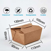 Boîte à salade jetable en papier kraft à emporter Emballage alimentaire en carton en papier kraft gaufré pour les salades à emporter