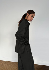 En stock, pyjamas européens et américains en tissu uni, vêtements de détente pour femmes, vêtements de nuit pour femmes, cardigan, vêtements de maison, vêtements pour femmes, pyjamas pour femmes - Product Image 2