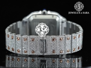 Reloj de Diamante Moissanite de Lujo de Excelente Calidad, Tono Completo VVS, Movimiento de Cuarzo, Correa de Acero Inoxidable, Esfera de Cristal - Product Image 2